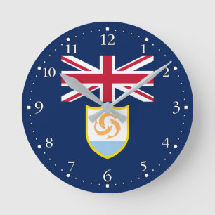 Patriotic Anguilla Flag Runde Wanduhr