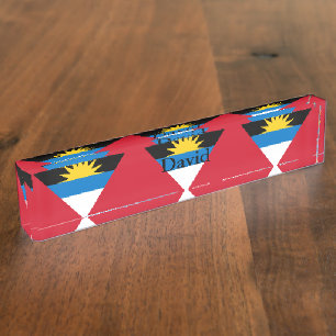 Patriotic Antigua und Barbuda Flag Schreibtisch Na Namensplakette