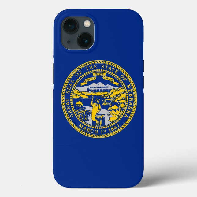 Patriotic Apple iPhone 13 Case-Mate, Nebraska Flag Case-Mate iPhone Hülle (Rückseite)