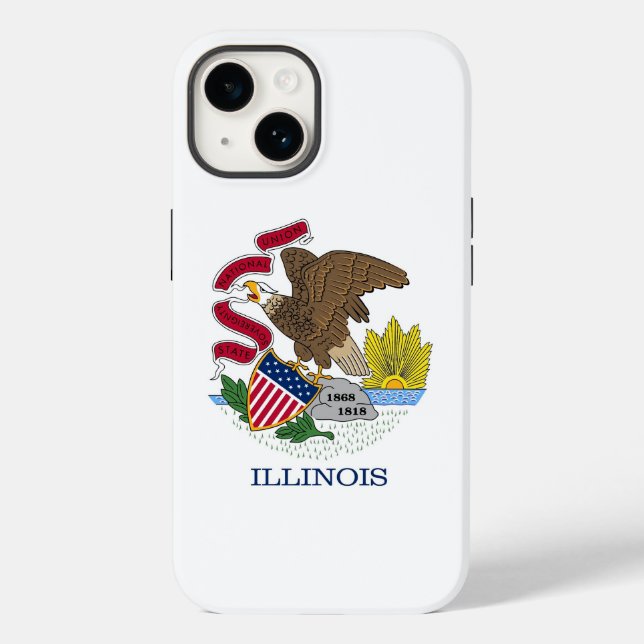 Patriotic Apple iPhone 14 Case-Mate, Illinois-Flag Case-Mate iPhone 14 Hülle (Rückseite)