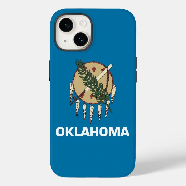 Patriotic Apple iPhone 14 Case-Mate, Oklahoma Flag Case-Mate iPhone 14 Hülle (Rückseite)