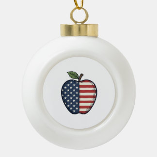 Patriotic Apple Vintage Engraving Vector Design_1 Keramik Kugel-Ornament