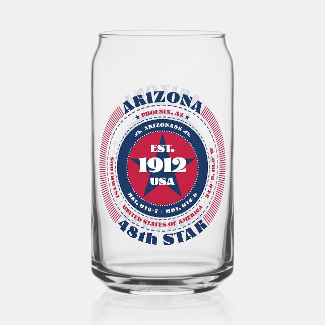 Patriotic Arizona Typografie Trinkbehälter Set Dosenglas (Vorderseite)