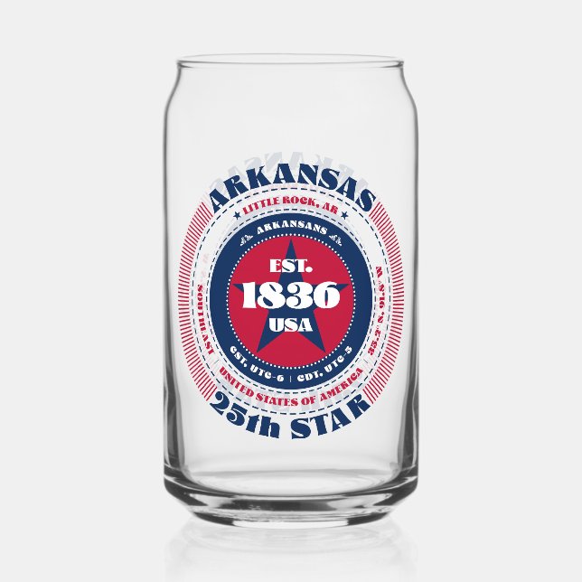 Patriotic Arkansas Typografy Trinkbehälter Set Dosenglas (Vorderseite)
