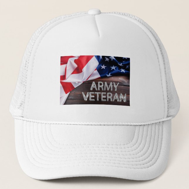 Patriotic "Army Veteran" Truckerkappe (Vorderseite)