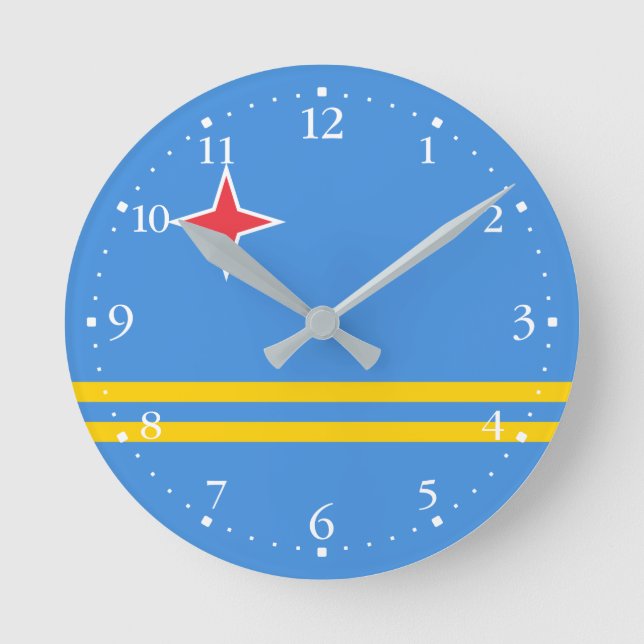Patriotic Aruba Flag Runde Wanduhr (Vorderseite)