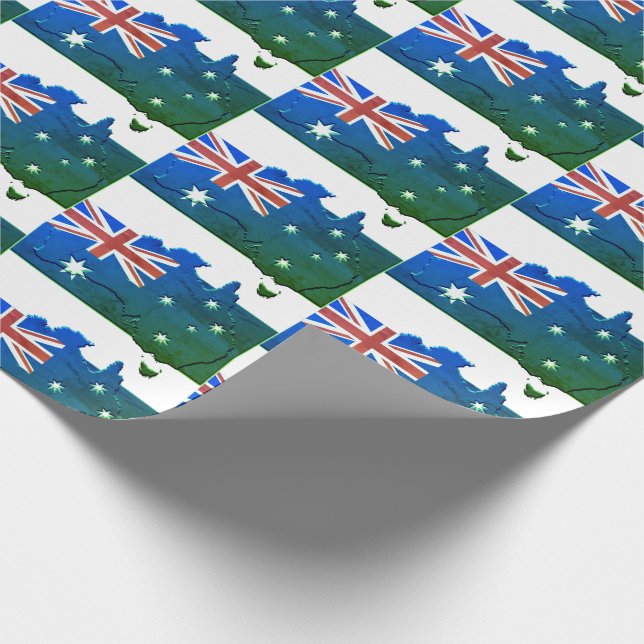 Patriotic AUSTRALIA FLAG Australian Map Blue Green Geschenkpapier (Ecke)