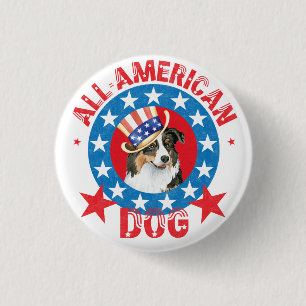 Patriotic Australian Shepherd Button