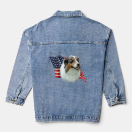 Patriotic Australian Shepherd Denim Jacket Jeansjacke