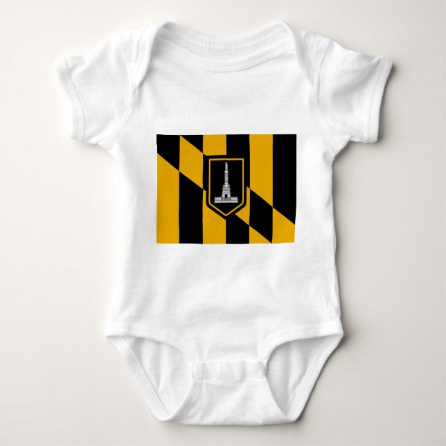 Patriotic Baby Bodysuit mit Flagge von Baltimore U Strampler (Vorderseite)