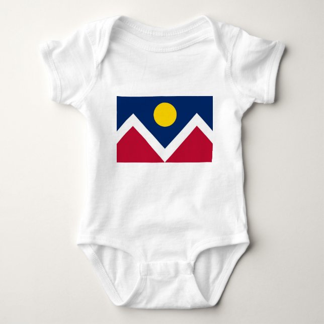 Patriotic Baby Bodysuit mit Flagge von Denver, USA Baby Strampler (Vorderseite)