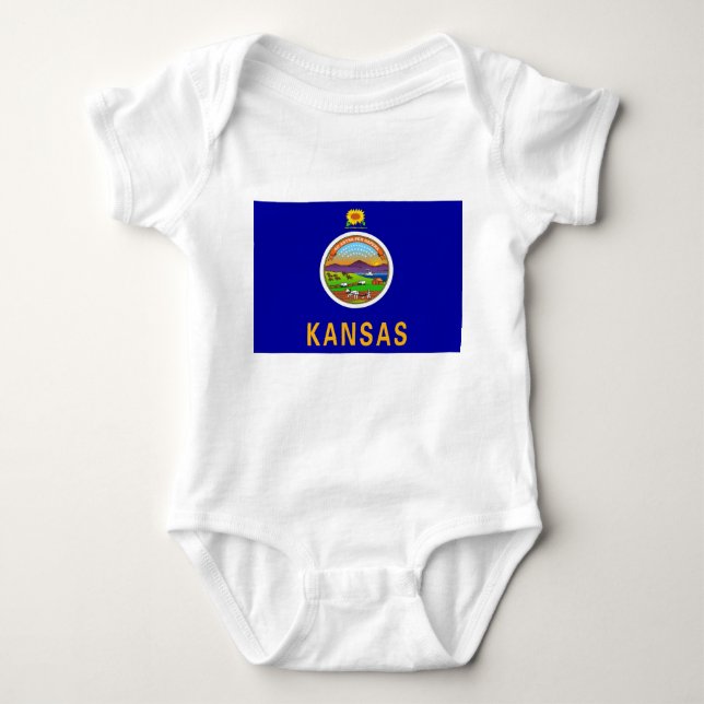 Patriotic Baby Bodysuit mit Flagge von Kansas, USA Baby Strampler (Vorderseite)