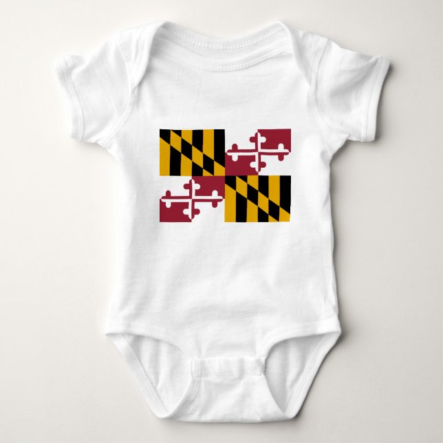 Patriotic Baby Bodysuit mit Flagge von Maryland, U Baby Strampler (Vorderseite)