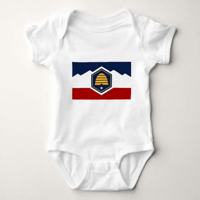 Patriotic Baby Bodysuit mit Flagge von Utah, USA Baby Strampler (Vorderseite)