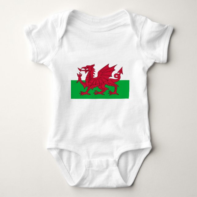 Patriotic Baby Bodysuit with flag Wales, UK Baby Strampler (Vorderseite)