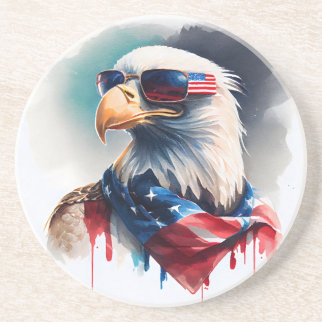 Patriotic Bald Adler 4. Juli Getränkeuntersetzer (Vorne)