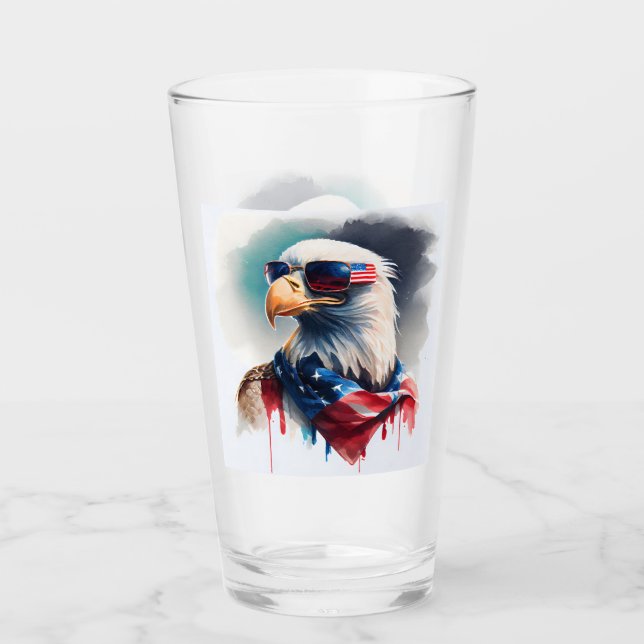 Patriotic Bald Adler 4. Juli Glas (Vorderseite)