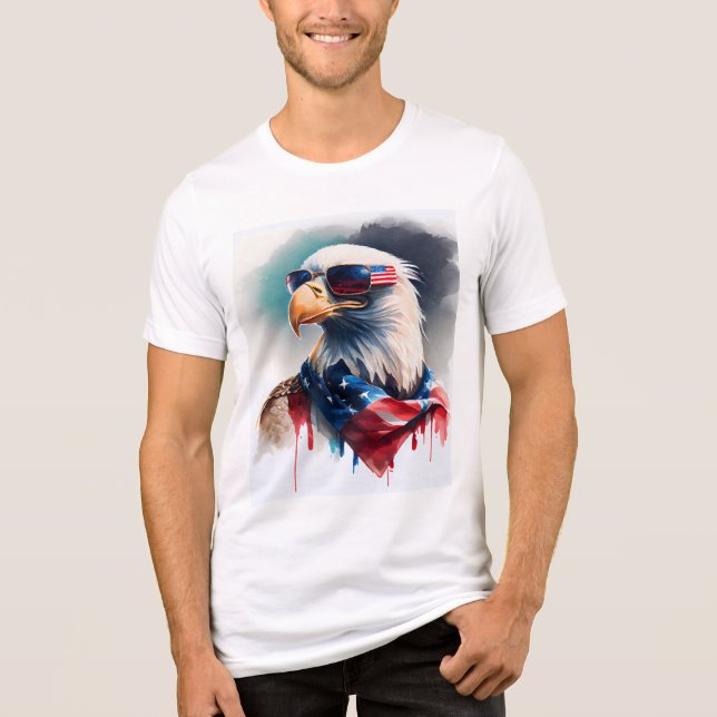Patriotic Bald Adler 4. Juli Tri-Blend Shirt (Vorderseite)
