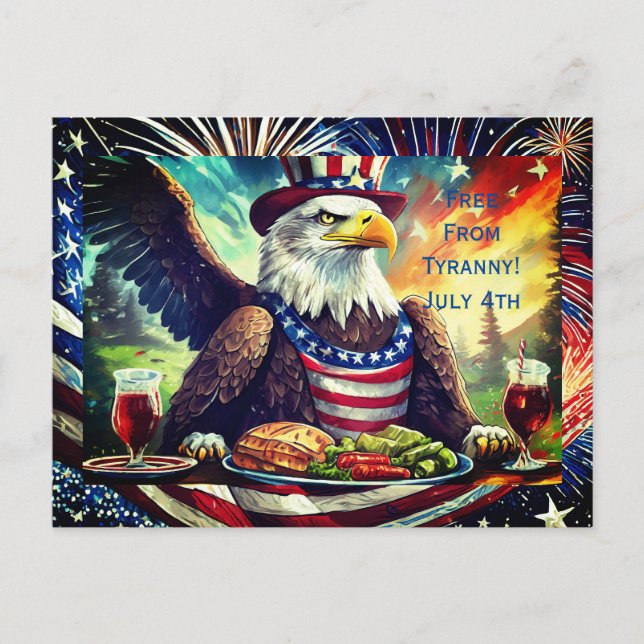 Patriotic Bald Eagle 4. Juli Postcard Postkarte (Vorderseite)