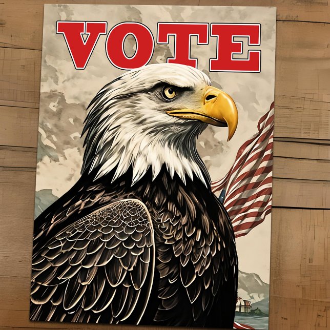 Patriotic Bald Eagle Abstimmung über die amerikani Postkarte (Patriotic Bald Eagle Vote Postcard | American Flag Vintage Design | Rustic Election Reminder)
