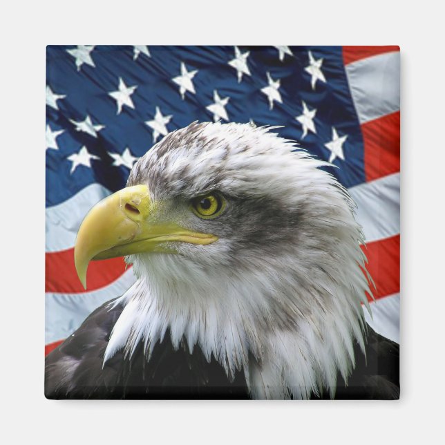 Patriotic Bald Eagle American Flag Magnet (Vorne)