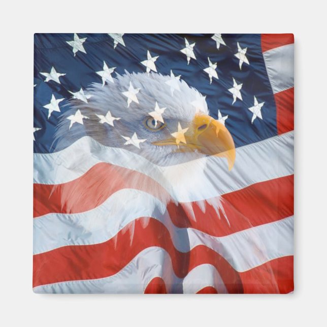 Patriotic Bald Eagle American Flag Magnet (Vorne)