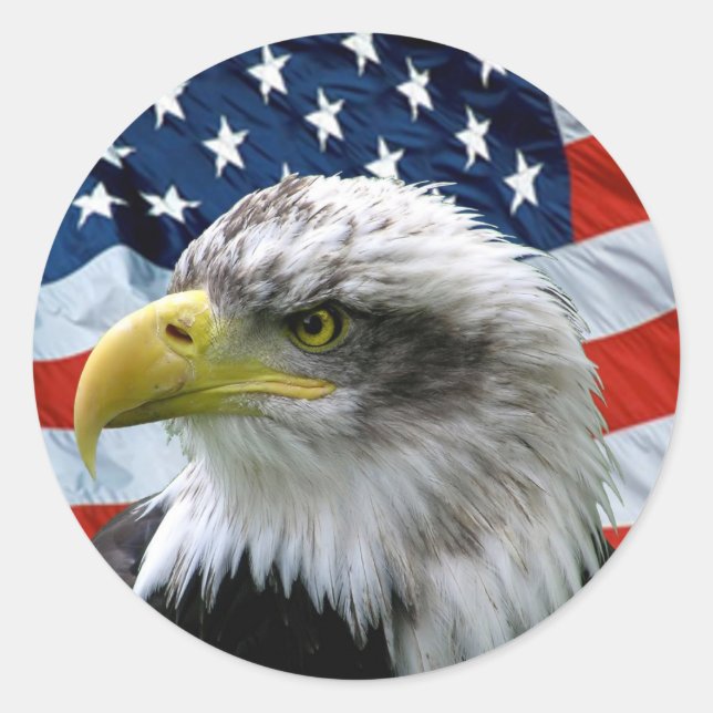 Patriotic Bald Eagle American Flag Runder Aufkleber (Vorderseite)