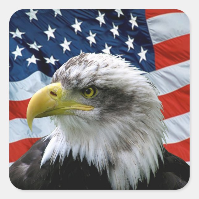 Patriotic Bald Eagle American Flag Sticker (Vorderseite)