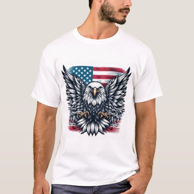 Patriotic Bald Eagle American Flag T - Shirt (Vorderseite)