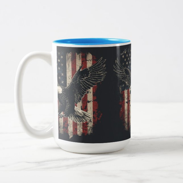 Patriotic Bald Eagle American Flag Tasse (Links)