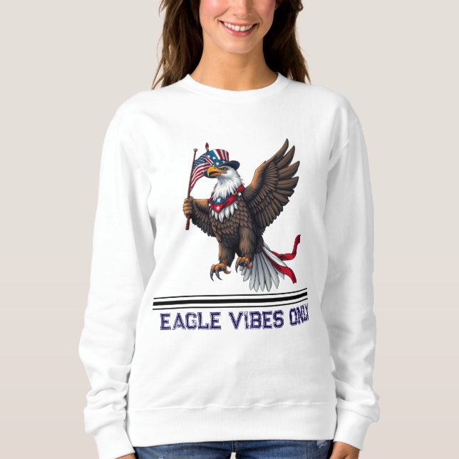 Patriotic Bald Eagle mit amerikanischer Flagge - 4 Sweatshirt (Vorderseite)