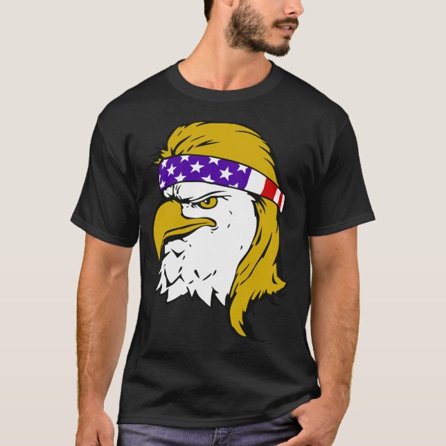 Patriotic Bald Eagle Mullet USA Flag T-Shirt (Vorderseite)