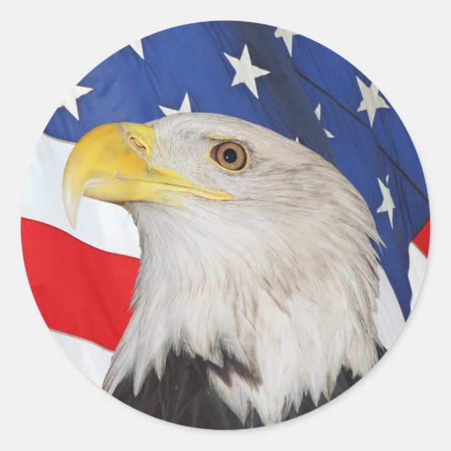 Patriotic Bald Eagle und American Flag Sticker (Vorderseite)