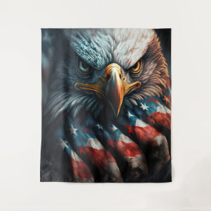 Patriotic Bald Eagle und die amerikanische Flagge Wandteppich