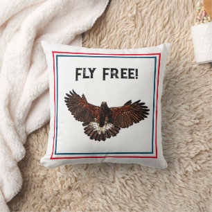 Patriotic Bald Eagle USA Flying Free Nature Art Kissen