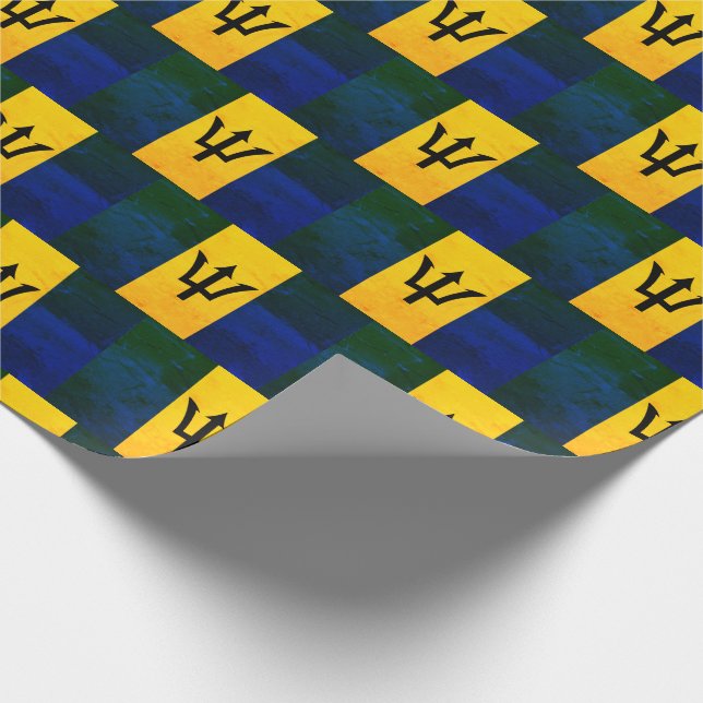 Patriotic BARBADOS FLAG 1970er Grunge Effect Geschenkpapier (Ecke)