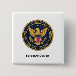 Patriotic Barber Unity Shield - Professional Round Button