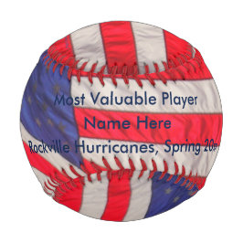 Patriotic Baseball American Flags, MVP Award, Name