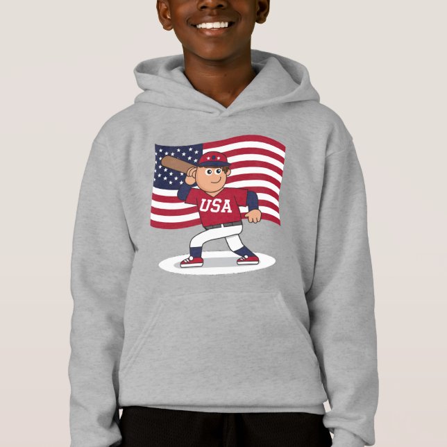 Patriotic Baseball Player Hoodie (Vorderseite)