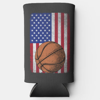 Patriotic Basketball 4. Juli Amerikanische Flagge Selters Dosenkühler