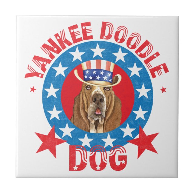 Patriotic Basset Fliese (Vorderseite)