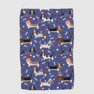 Patriotic Basset Hound Golfhandtuch