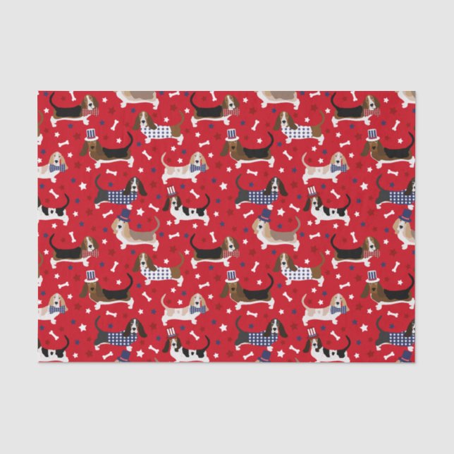 Patriotic Basset Hound Tissue Paper Seidenpapier (Vorderseite)