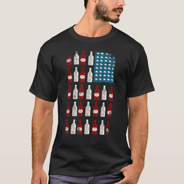 Patriotic Beer Bottle USA Flag T-Shirt (Vorderseite)