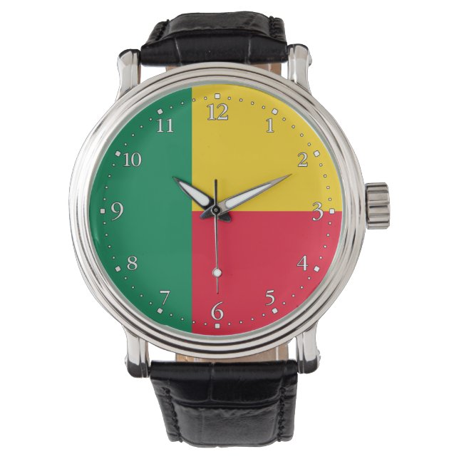 Patriotic Benin Flag Watch Armbanduhr (Vorderseite)