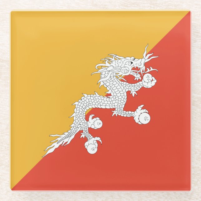 Patriotic Bhutan Flag Glass Untersetzer (Vorderseite)