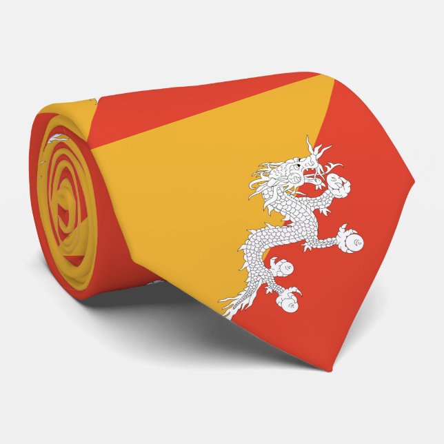 Patriotic Bhutan Flag Krawatte (Gerollt)