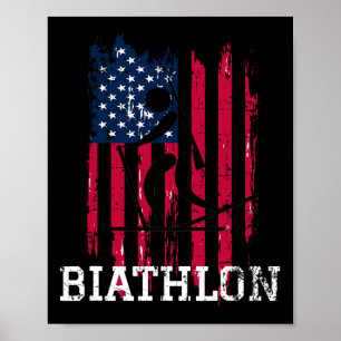 Patriotic Biathlon Athlete Usa Flagge Ski Shoot Wi Poster