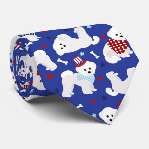 Patriotic Bichon Frise Krawatte