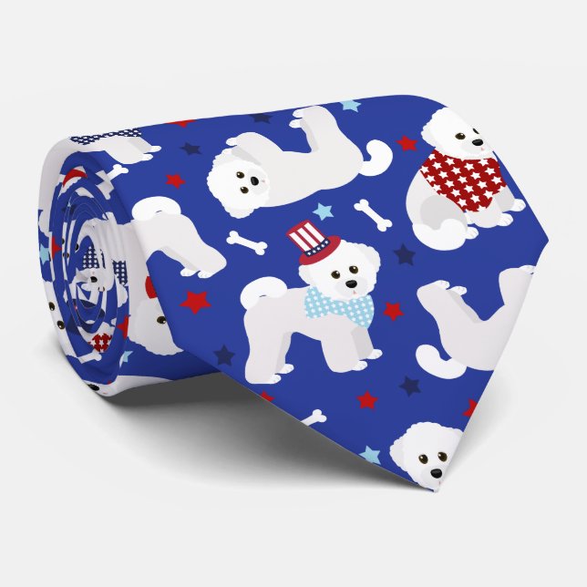 Patriotic Bichon Frise Krawatte (Gerollt)